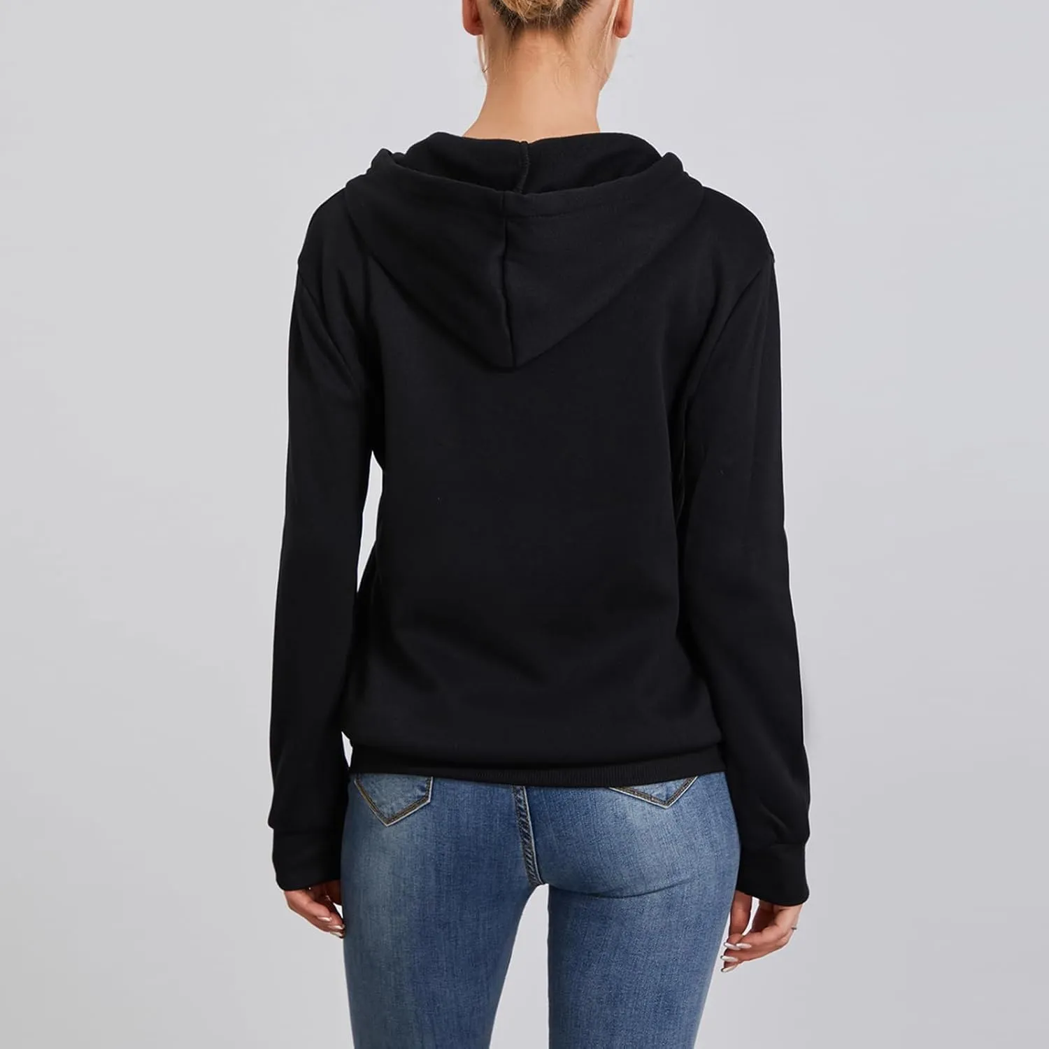 Women's Full Zip Hoodies Sweatshirt Oversized Long Sleeve Drawstring Collar Coat Classic Solid Jackets Casual Top