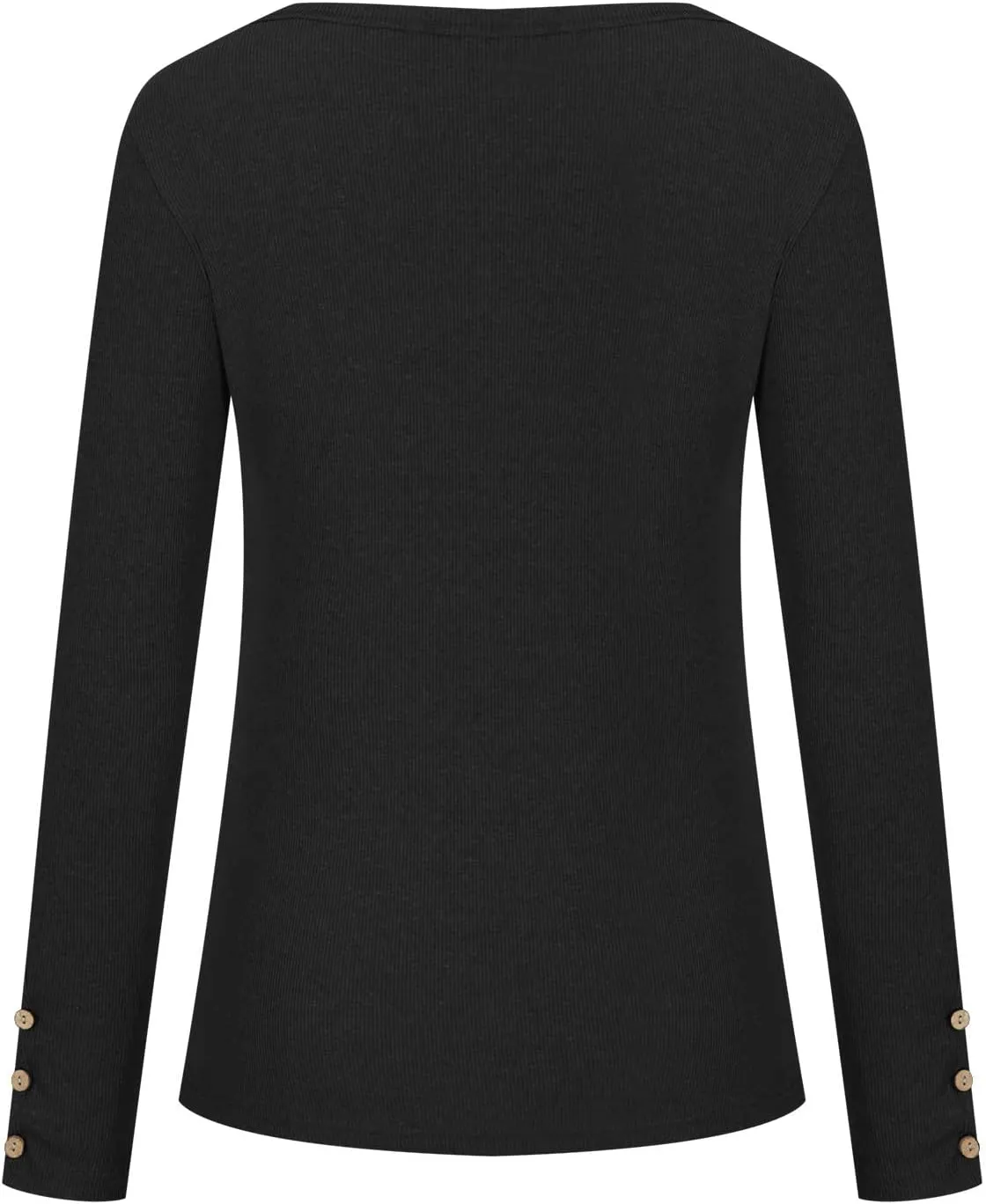 Womens Henley Shirts Long Sleeve Button Down Tunic Tops Scoop Neck Ribbed Knit Slim Fitted Casual Dressy Blouses Cute Tee