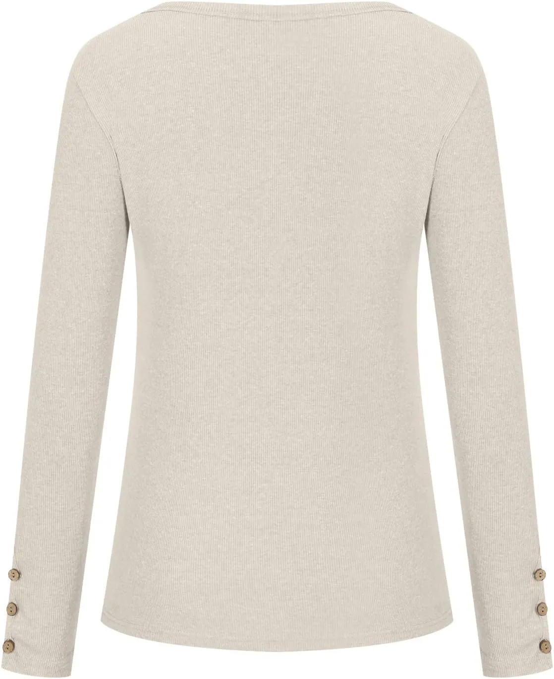 Womens Henley Shirts Long Sleeve Button Down Tunic Tops Scoop Neck Ribbed Knit Slim Fitted Casual Dressy Blouses Cute Tee