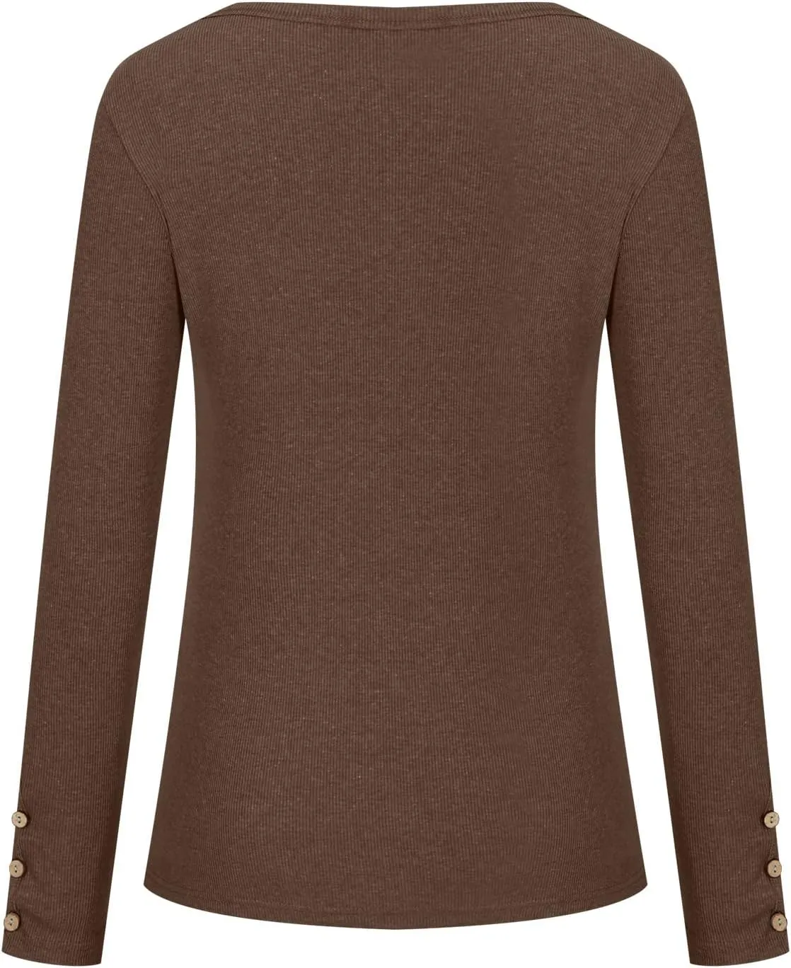 Womens Henley Shirts Long Sleeve Button Down Tunic Tops Scoop Neck Ribbed Knit Slim Fitted Casual Dressy Blouses Cute Tee