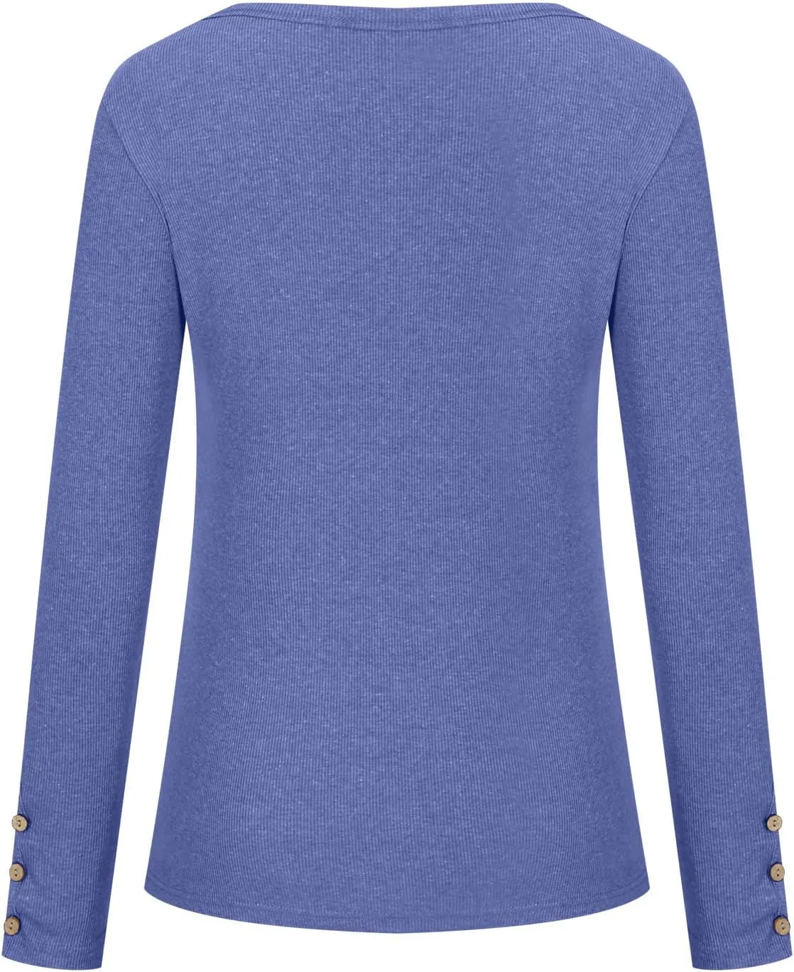 Womens Henley Shirts Long Sleeve Button Down Tunic Tops Scoop Neck Ribbed Knit Slim Fitted Casual Dressy Blouses Cute Tee