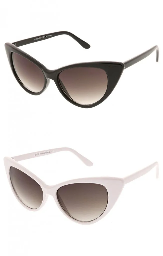 Womens Retro Cat Eye Sunglasses Available in colors Black & Black/ Lavender