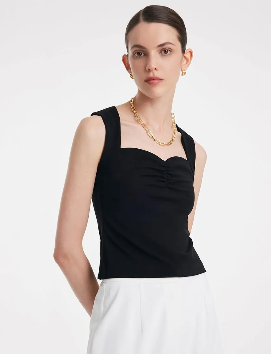 Women's Ribbed Sweater Tank Top Business Casual Slim Fitted Striped Knitted Tops
