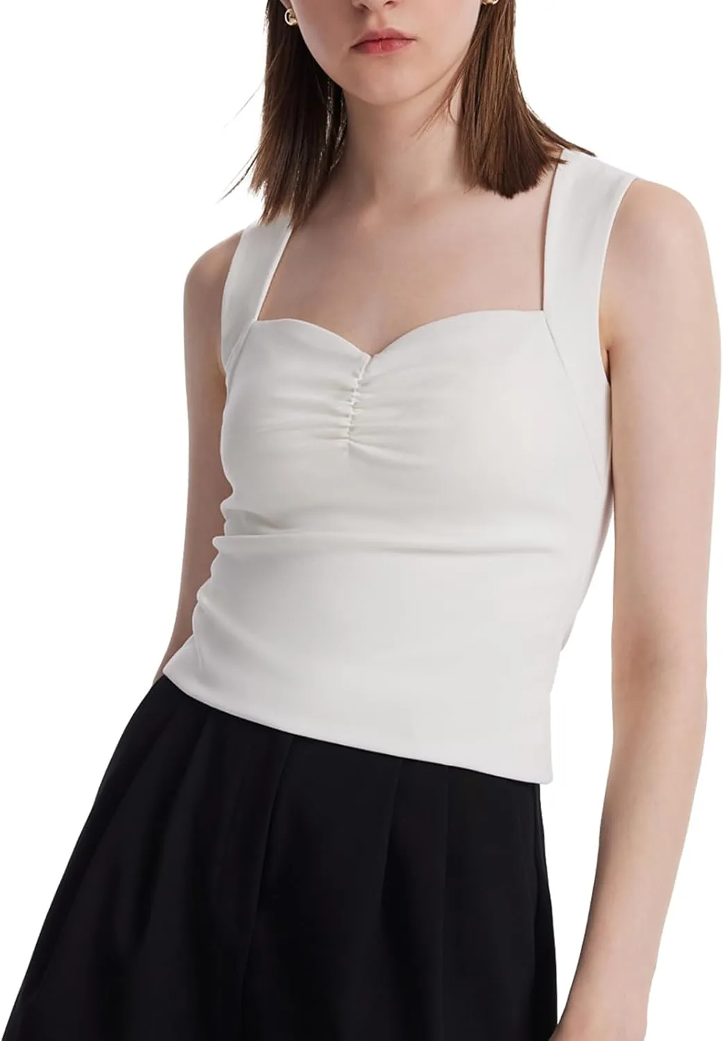 Women's Ribbed Sweater Tank Top Business Casual Slim Fitted Striped Knitted Tops