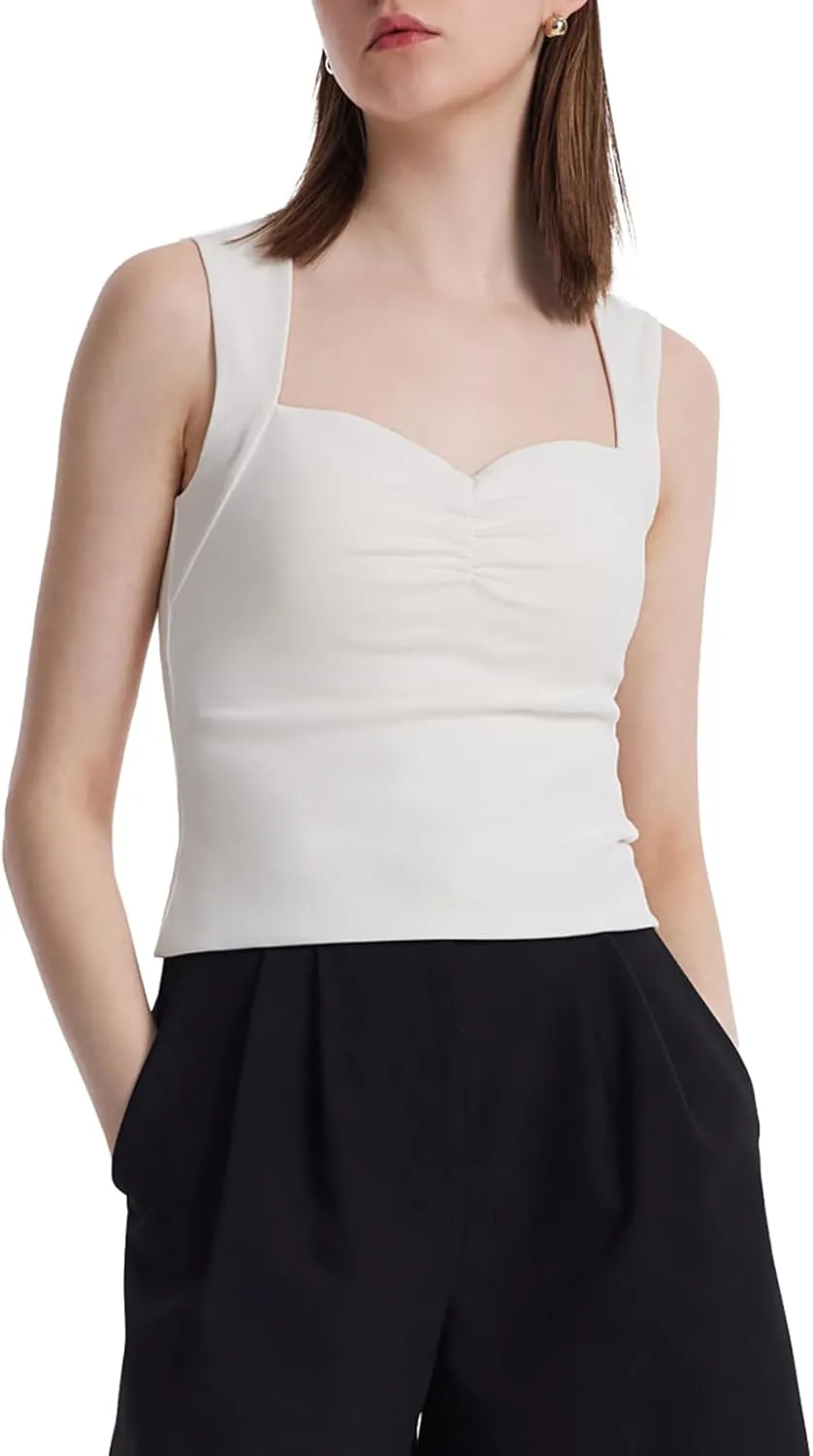 Women's Ribbed Sweater Tank Top Business Casual Slim Fitted Striped Knitted Tops