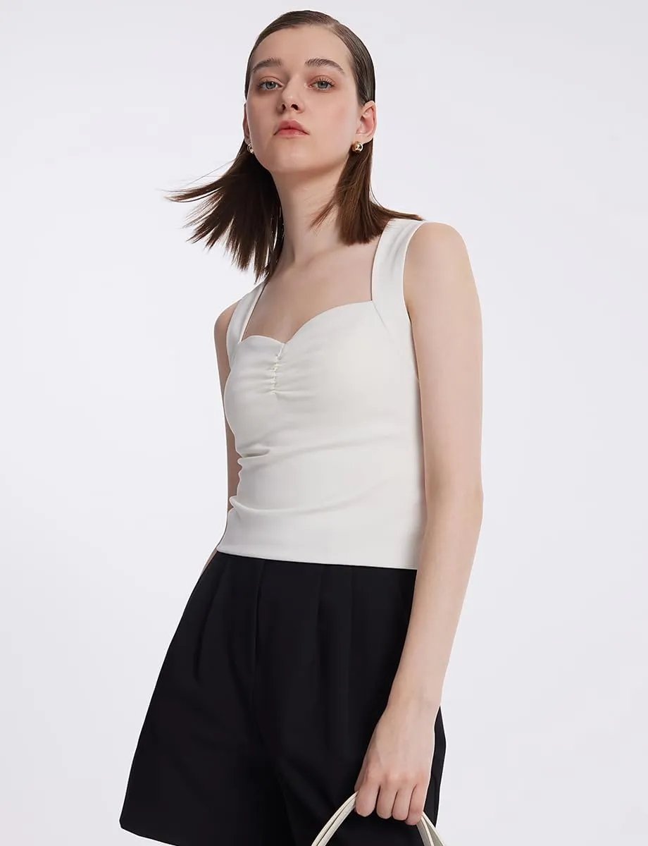 Women's Ribbed Sweater Tank Top Business Casual Slim Fitted Striped Knitted Tops