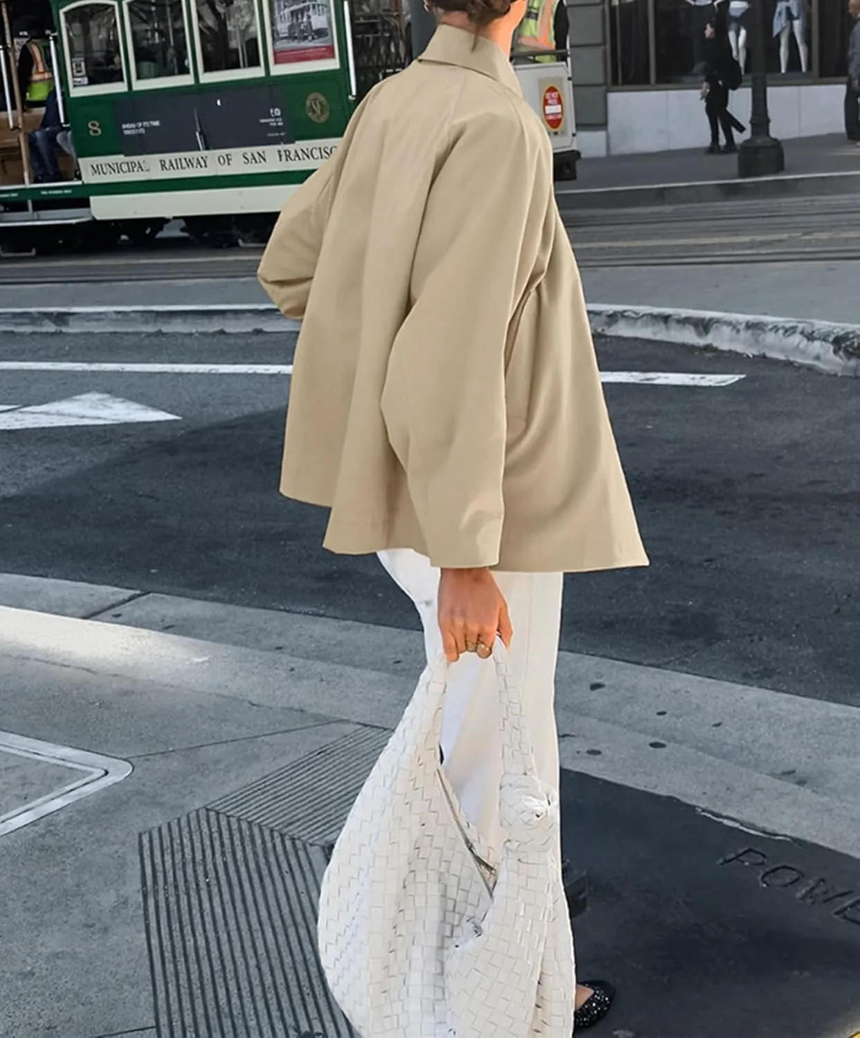 Womens Single Breasted Trench Coat Classic Lapel Long Sleeve Jacket Outerwear with Pockets