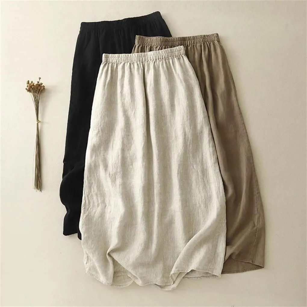 Women's Solid Color High-Waisted Skirt Female Simple and Classic Loose A-Line Skirt