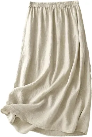 Women's Solid Color High-Waisted Skirt Female Simple and Classic Loose A-Line Skirt