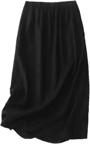 Women's Solid Color High-Waisted Skirt Female Simple and Classic Loose A-Line Skirt