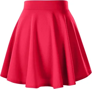 Women's Summer High Waisted Skirts Tummy Control Pleated Athletic Skirts Mini Dress Basic Versatile Flared Skirt