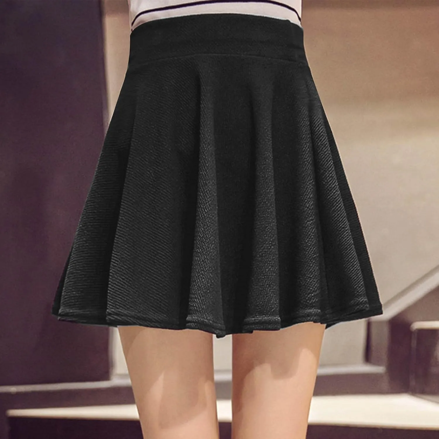 Women's Summer High Waisted Skirts Tummy Control Pleated Athletic Skirts Mini Dress Basic Versatile Flared Skirt