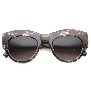 Women's Transparent Palm Tree Print Cat Eye Sunglasses 9860