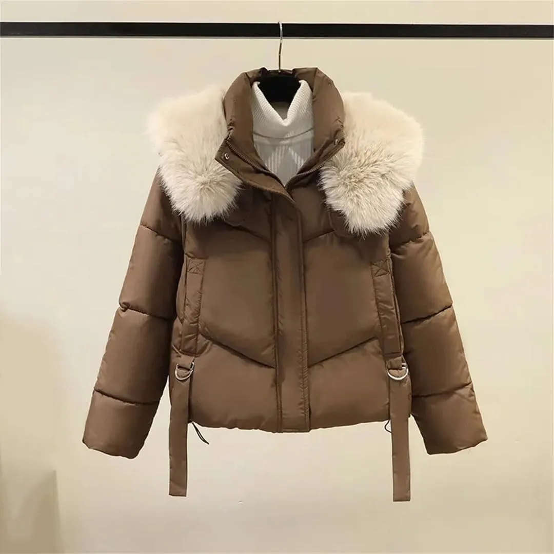 Women's Winter Parka Coat Versatile Cotton Padded Outerwear Fashion Elegant Down Cotton Jacket
