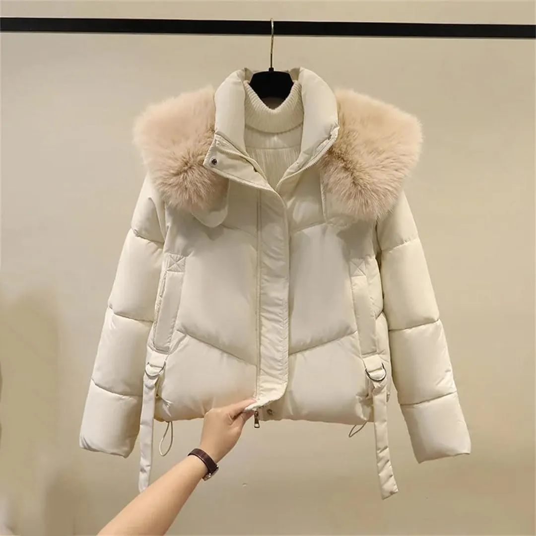 Women's Winter Parka Coat Versatile Cotton Padded Outerwear Fashion Elegant Down Cotton Jacket