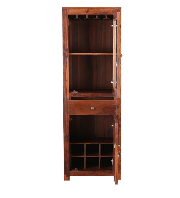 Woodrow Solid Wood Bar Cabinet in Natural Finish