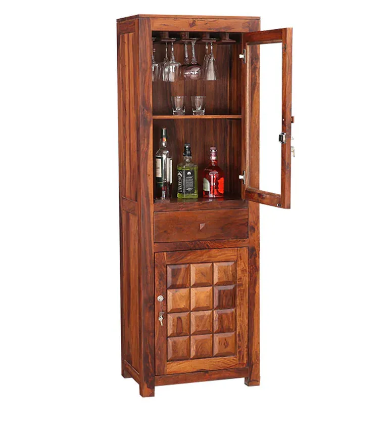 Woodrow Solid Wood Bar Cabinet in Natural Finish