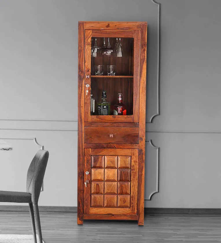 Woodrow Solid Wood Bar Cabinet in Natural Finish