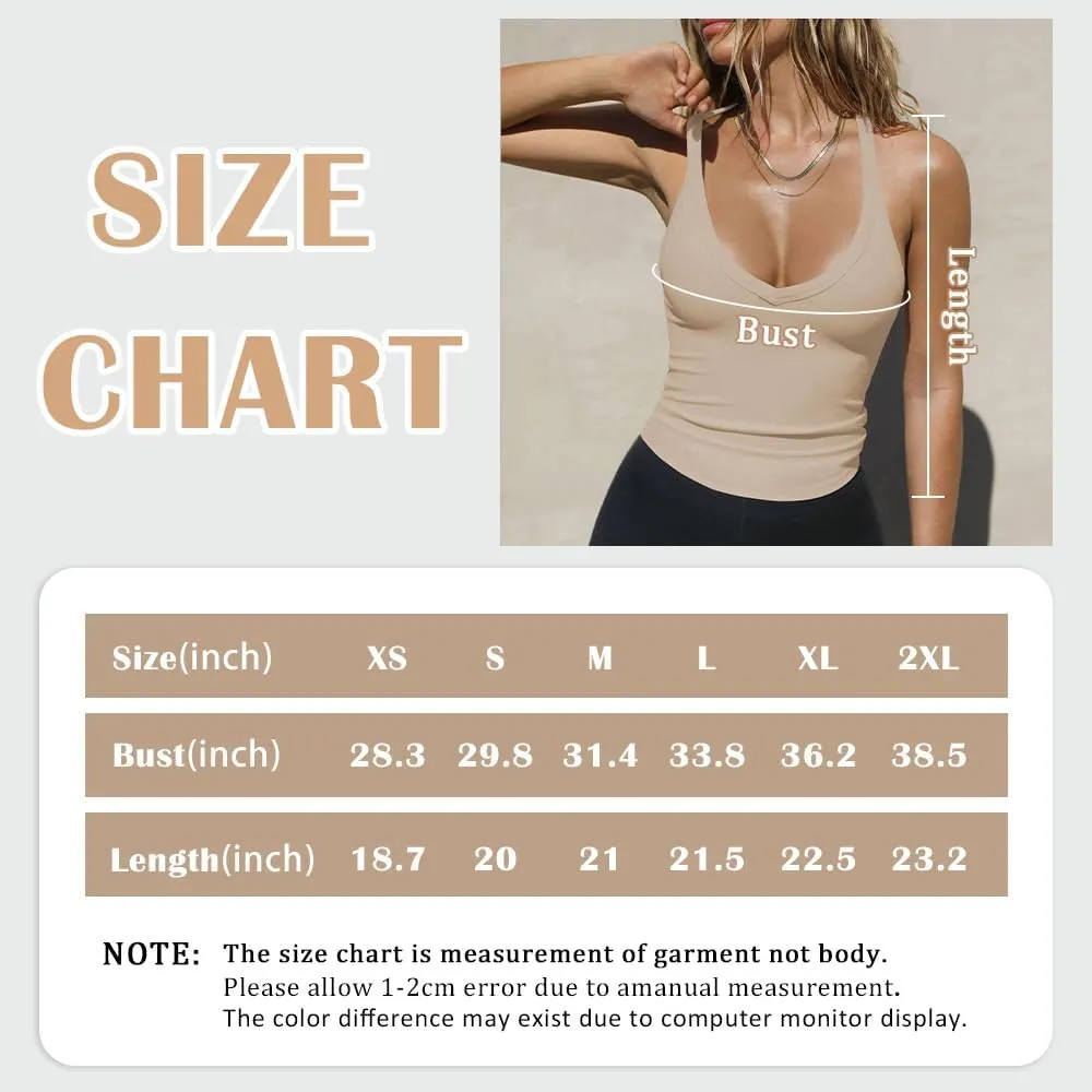 Workout Tops for Women Casual Racerback Basic Tank 2025 Summer Camisole V Neck Slim Fit Ribbed Sleeveless Top