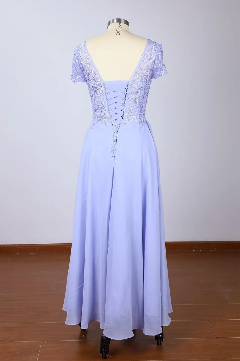 zcbang Mother of The Bride Groom Dresses Tea Length Short Sleeves Formal Evening Gown